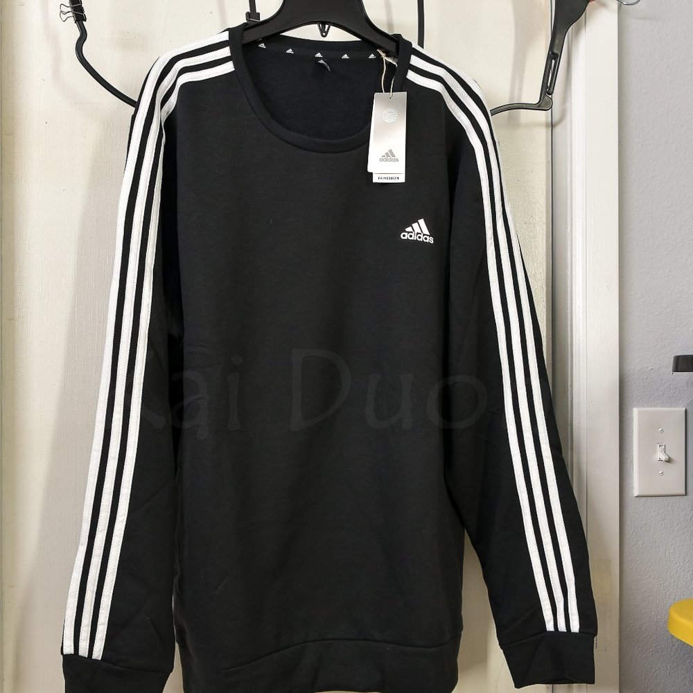 Adidas Men’s Crew Neck Sweatshirt  BLACK - Picture 2 of 9